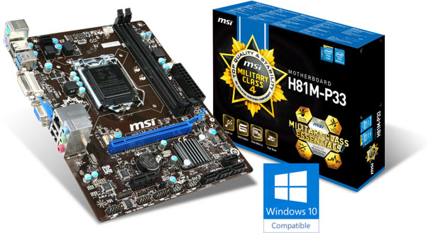 MSI H81M-P33 Is The First Board to be Windows 10 Certified