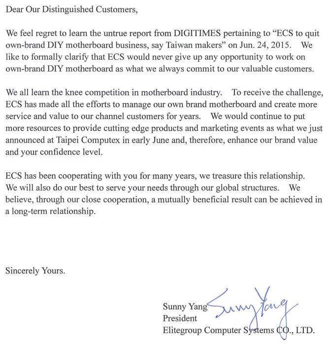 ECS: We Have No Plans To Discontinue DIY-Motherboard Market