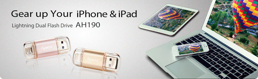 Gear up with Apacer AH190 Dual Flash Drive for iOS Devices