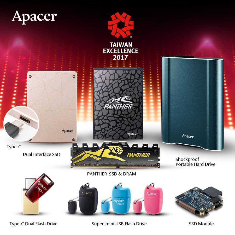 Apacer Wins 8th Streak of Taiwan Excellence Awards