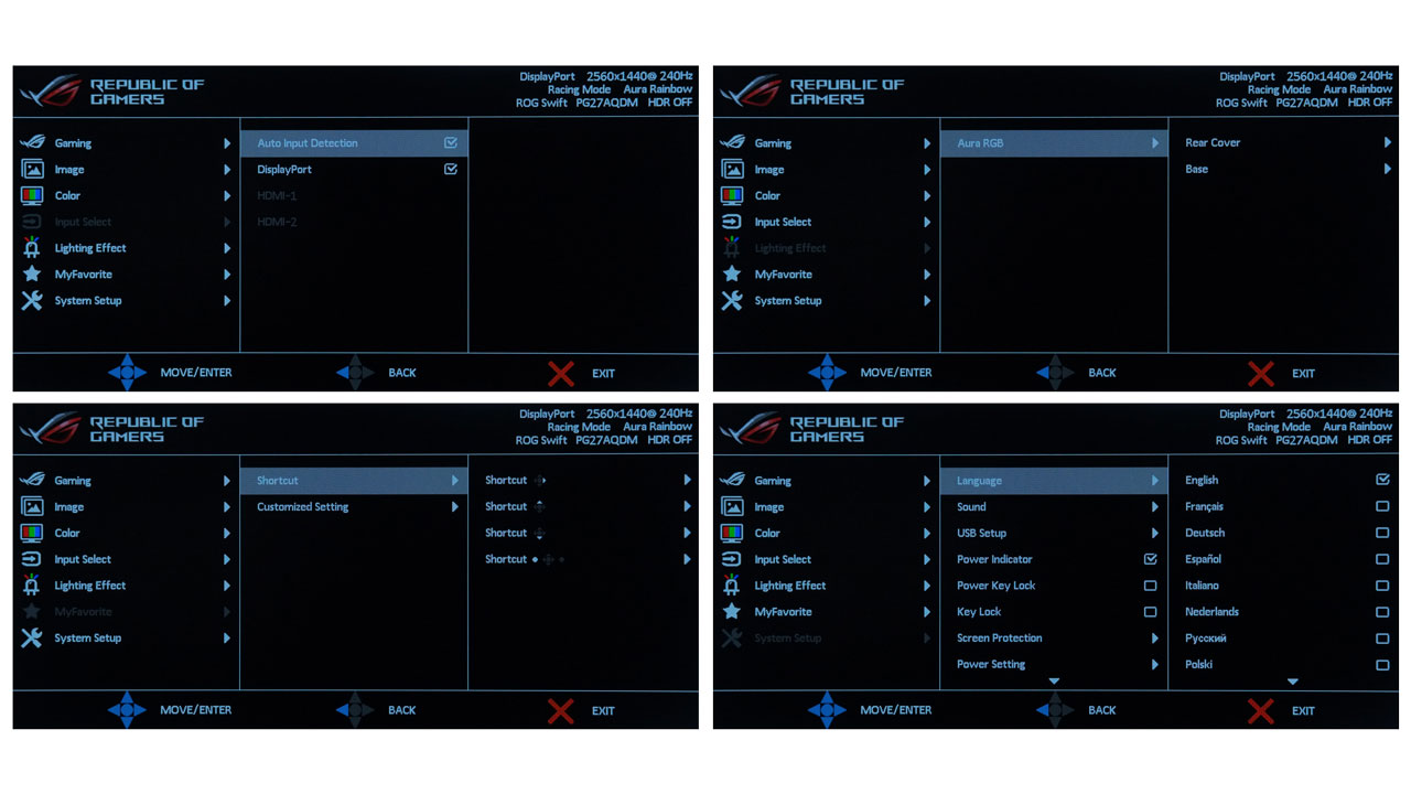 ASUS PG27AQDM OSD Menu 1