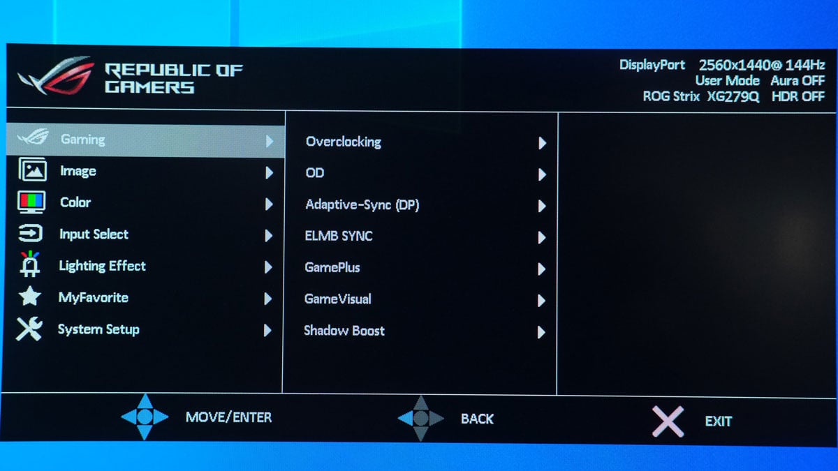 ASUS ROG Strix XG279Q OSD Test 2