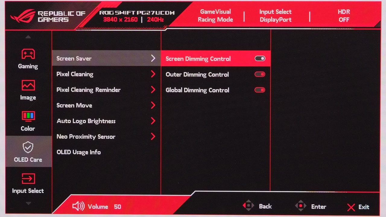 ASUS ROG Swift PG27UCDM OSD 1