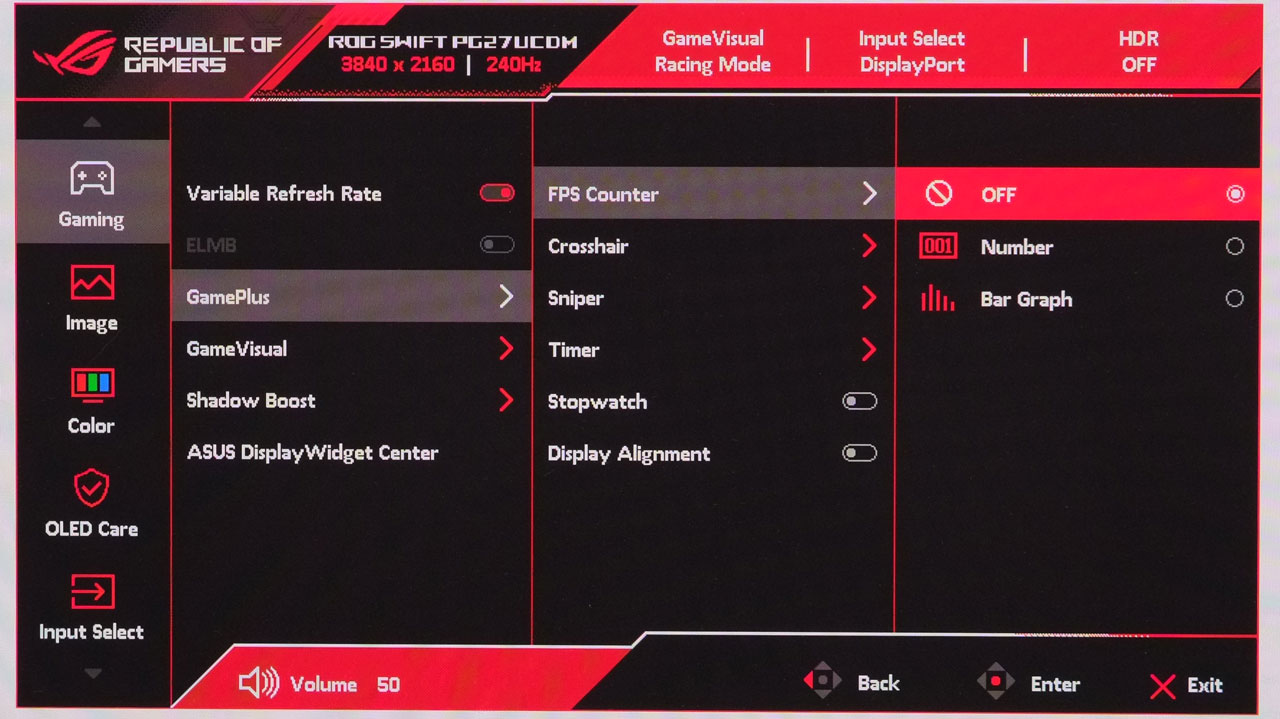 ASUS ROG Swift PG27UCDM OSD 4