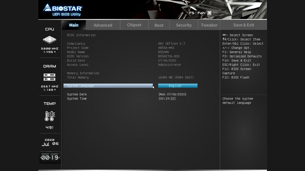 BIOSTAR B550MH BIOS UEFI 1