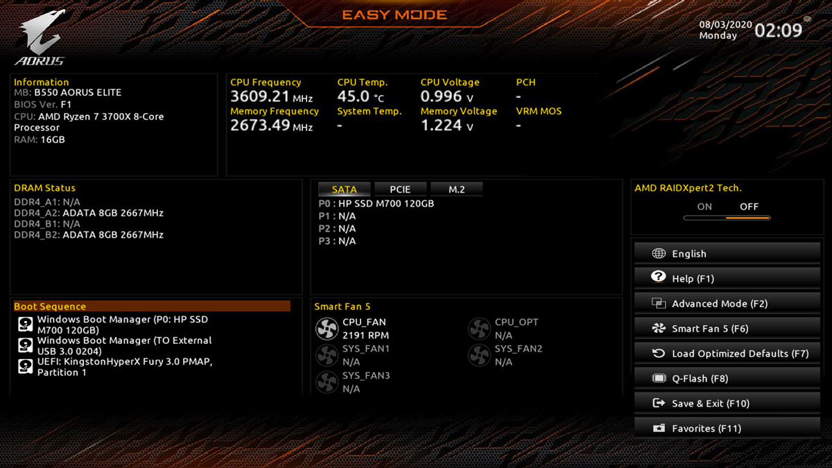 GIGABYTE B550 Aorus Elite UEFI BIOS 1