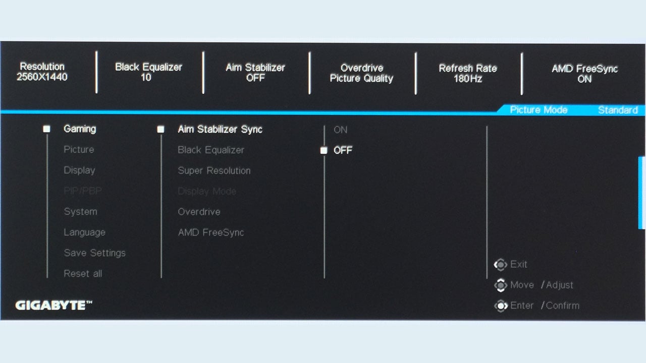 GIGABYTE M27QA OSD 1