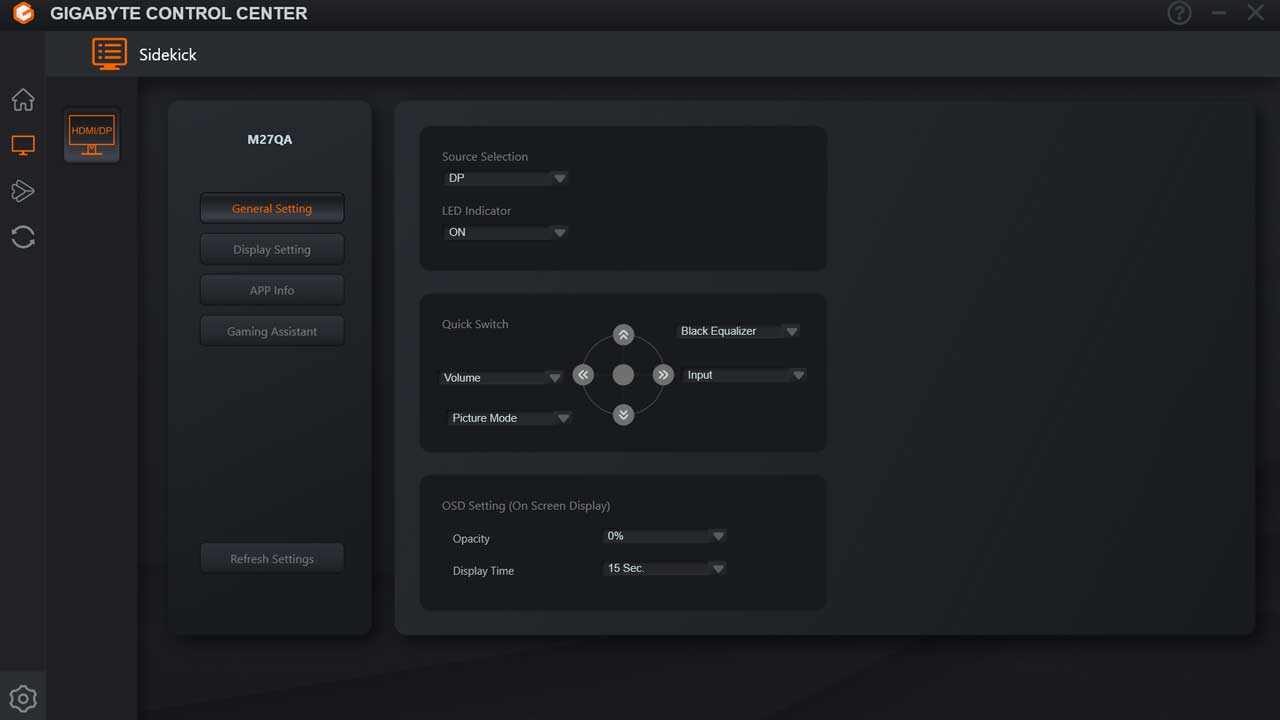 GIGABYTE M27QA Software 1
