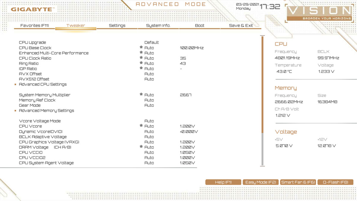 GIGABYTE Z590I Vision D UEFI 2