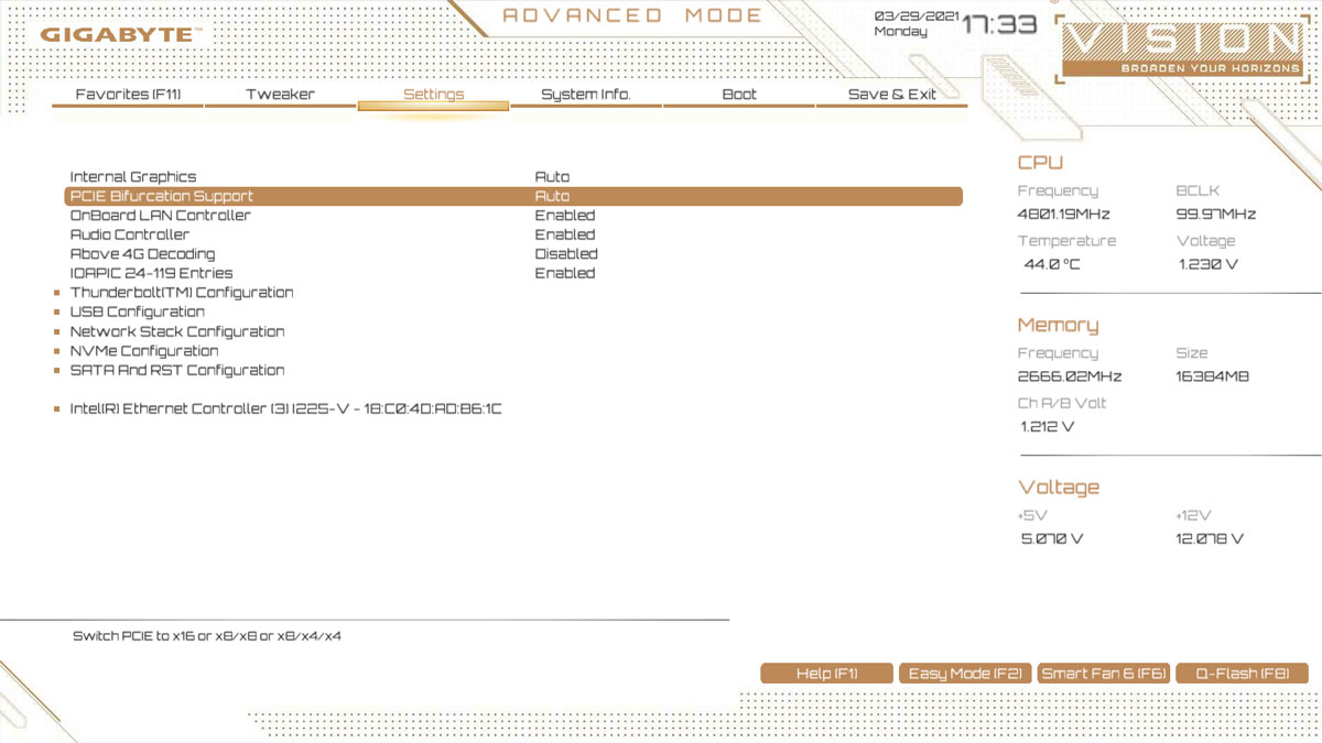 GIGABYTE Z590I Vision D UEFI 3