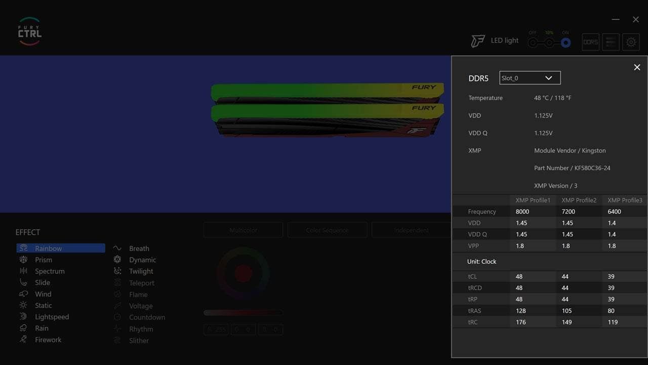 Kingston FURY Renegade DDR5 8000 RGB LE Software 1