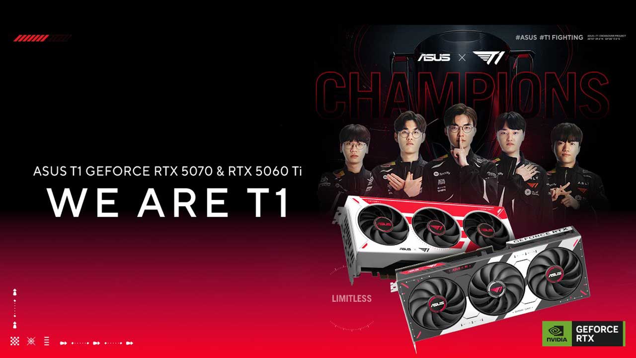 asus reveals t1 themed rtx 5070 rtx 5060 ti graphics 1