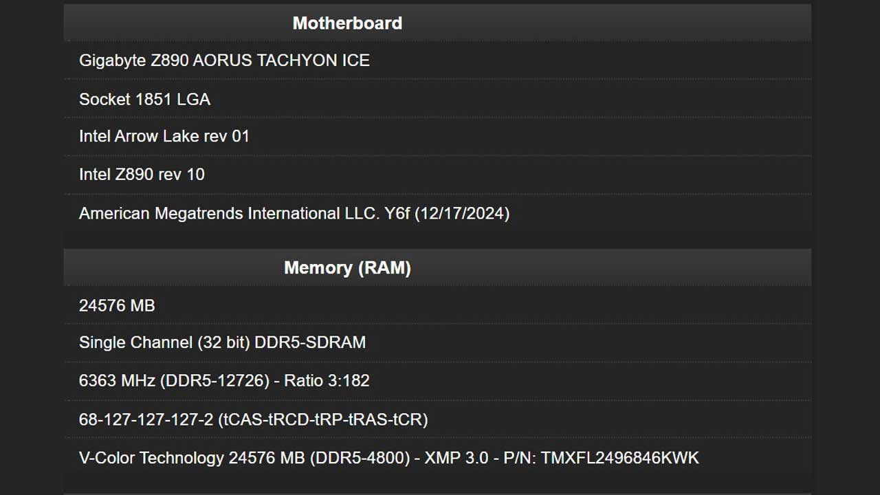 gigabyte achieves ddr5 12726 with z890 aorus tachyon ice 1