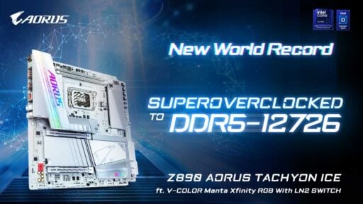 gigabyte achieves ddr5 12726 with z890 aorus tachyon ice 2