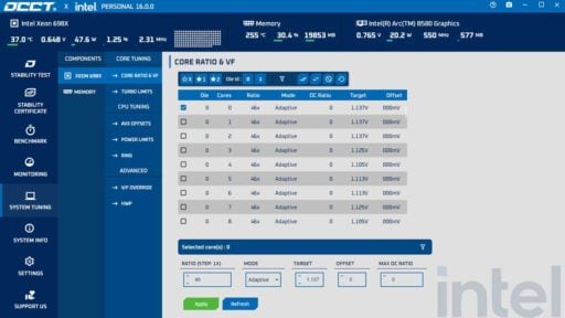occt adds native intel tuning support 2