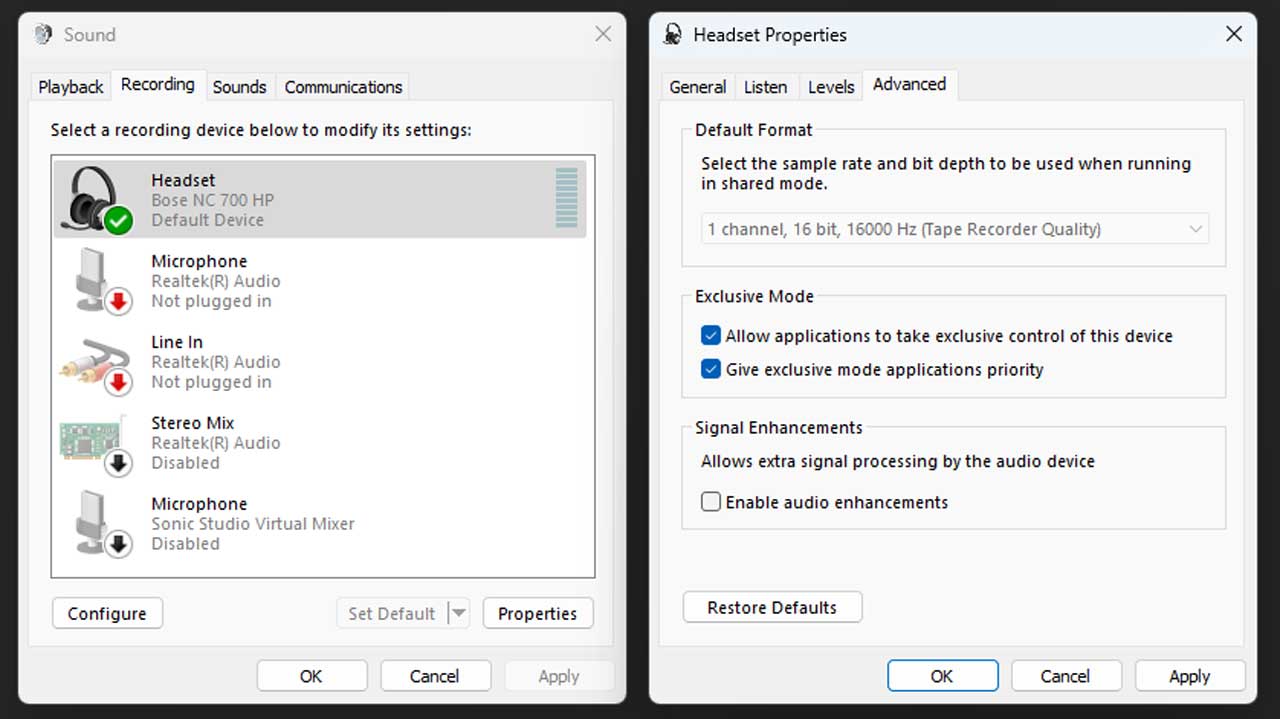 possible fixes static microphone noise windows 7